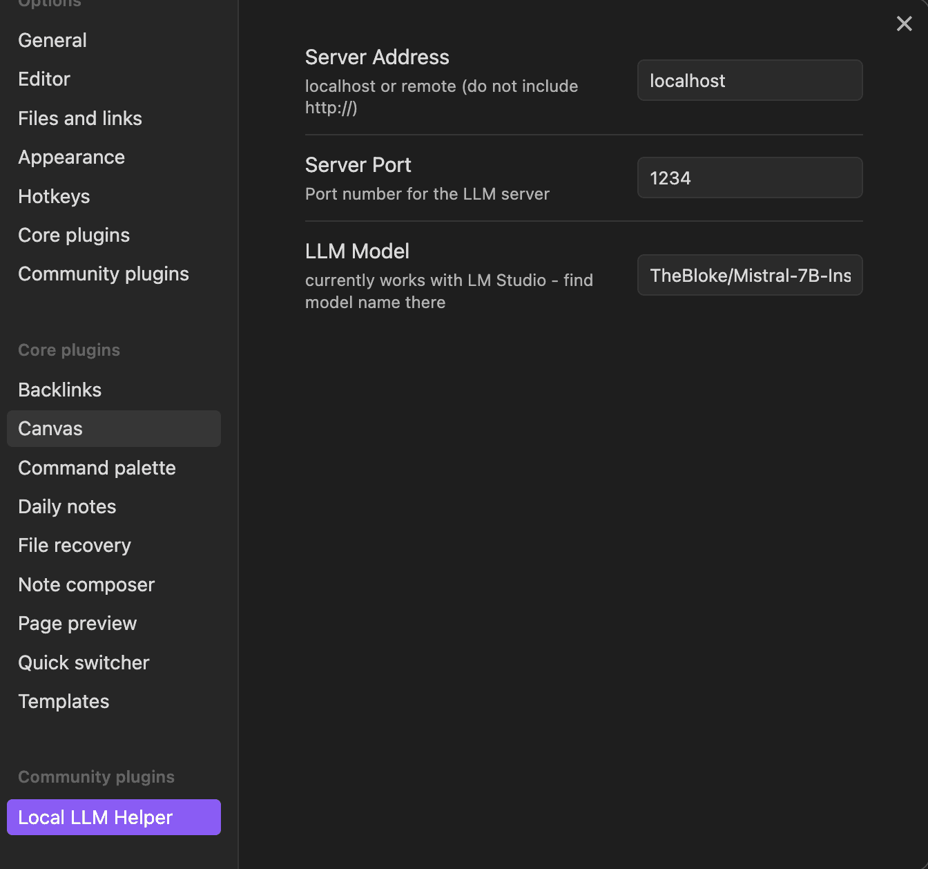 Plugin Settings